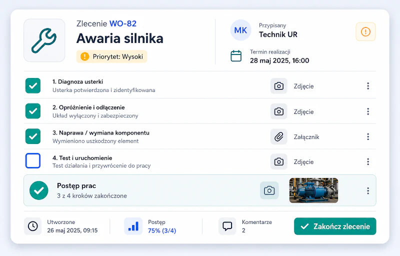 Zlecenie pracy w systemie Maintei
